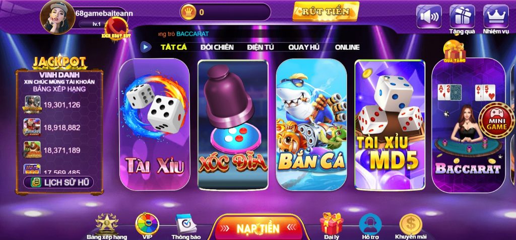 Có nguồn thu nhập ổn định từ hoa hồng của 68 Game bài